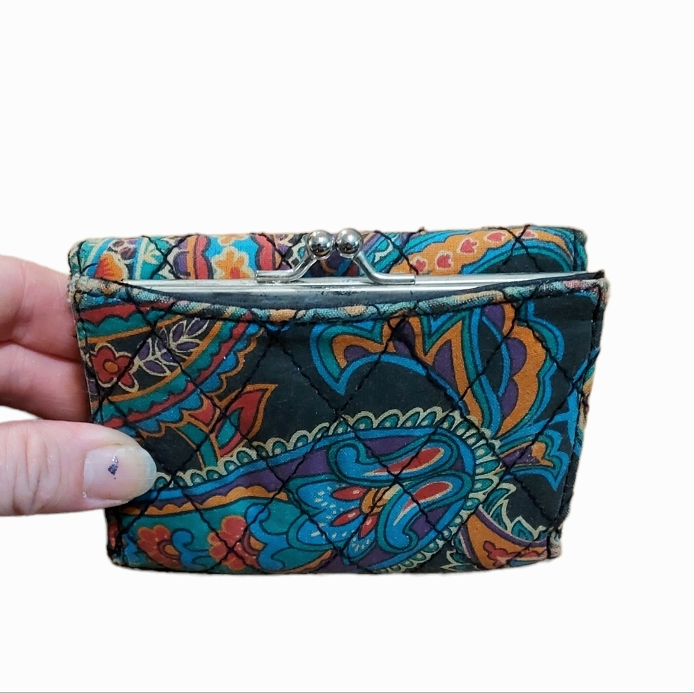 Vintage Wallet 100% Cotton Aztec Colorful Western 90s Quilted Hand Purse. (0872)